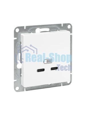 Розетка 2-м СП Эпика USB-C механизм бел. EKF UP1-SOW-2USBC