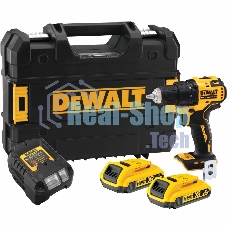 Дрель-шуруповерт DeWalt DCD708D2T-QW, Аккумуляторная, 18В, 2 АКБ, Кейс