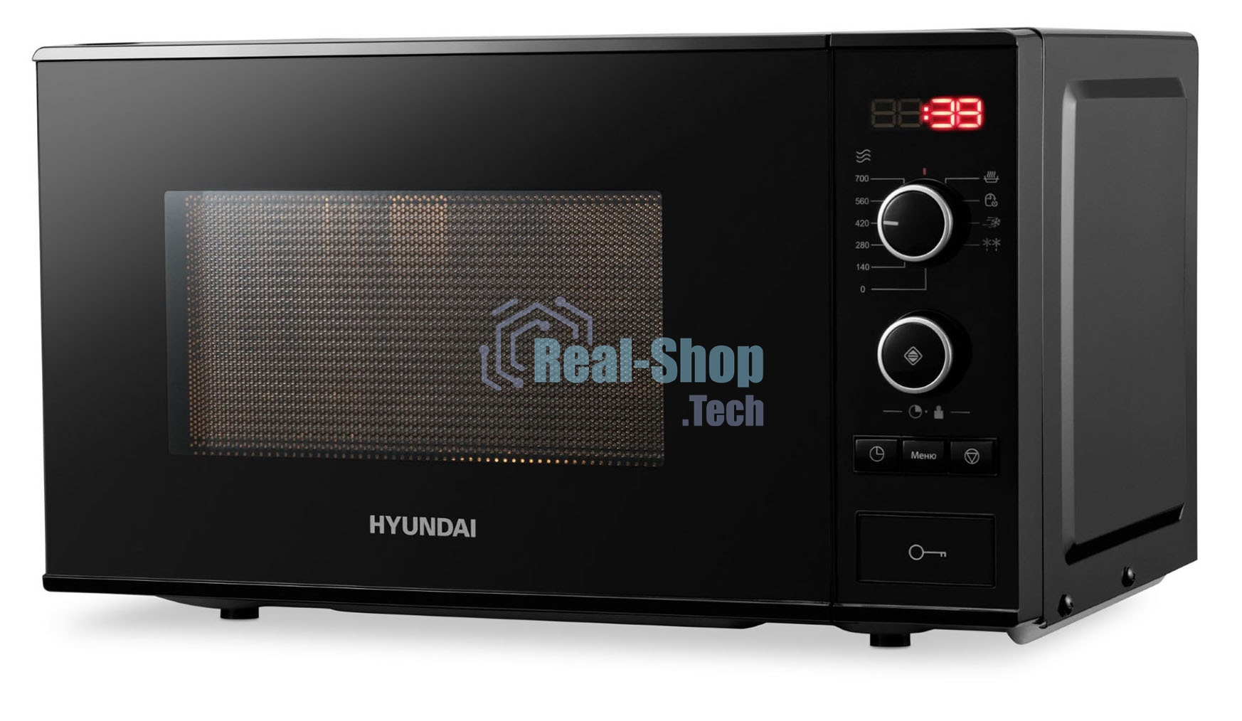 Микроволновая печь Hyundai HYM-D3032 черный, 20 л, 700 Вт, переключатели - кнопки, поворотный механизм