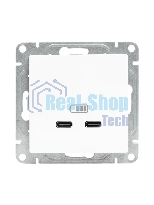 Розетка 2-м СП Эпика USB-C механизм бел. EKF UP1-SOW-2USBC