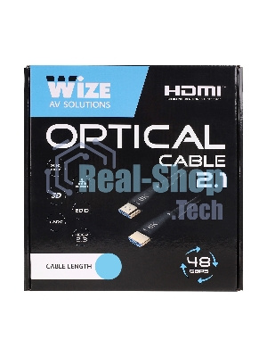 Кабель HDMI Wize AOC-8K-HM-HM-15M оптический, 15 м, 8K/60HZ 4:4:4, v.2.1, ARC, 19M/19M, HDCP 2.2, Ethernet, черный, коробка