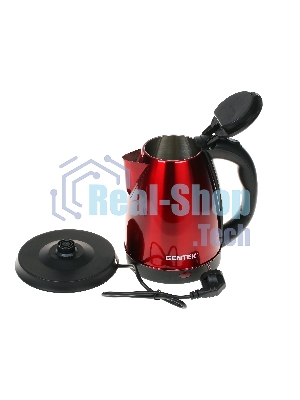 Чайник Centek CT-1068 RED (красный) металл 2л, 2000W, хромированная вставка на крышке