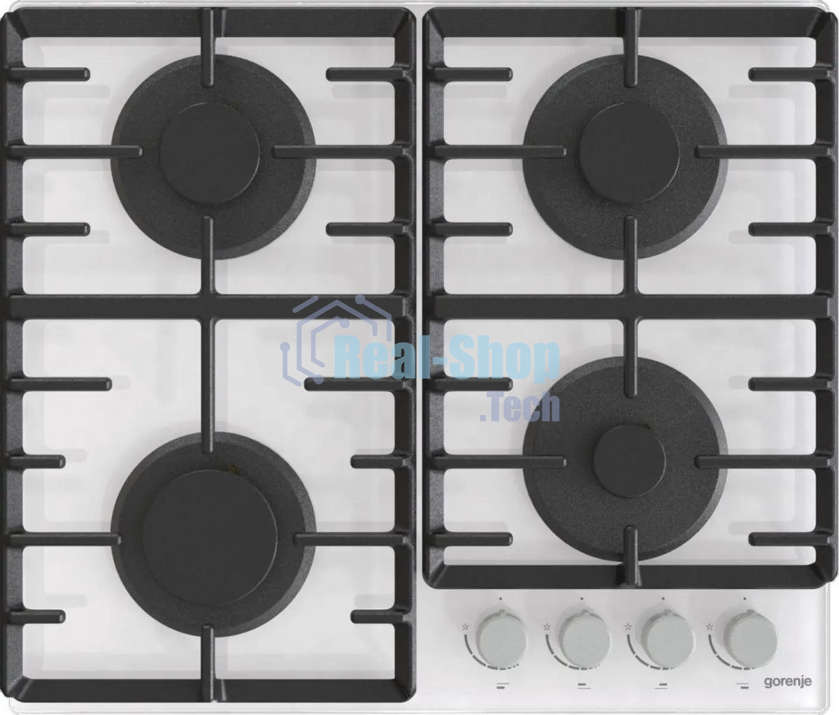Газовая варочная панель Gorenje GT642AXW, 4 конфорки, закаленное стекло, белый