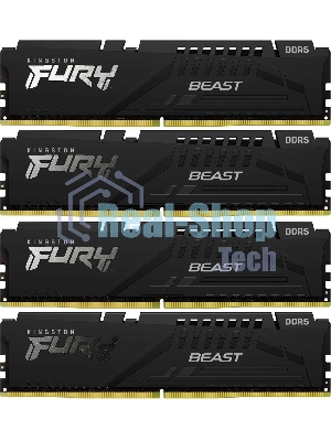 Оперативная память Kingston Fury Beast, DDR5, 128Gb (4x32Gb), 5200MHz, CL40, DIMM, радиатор, черный