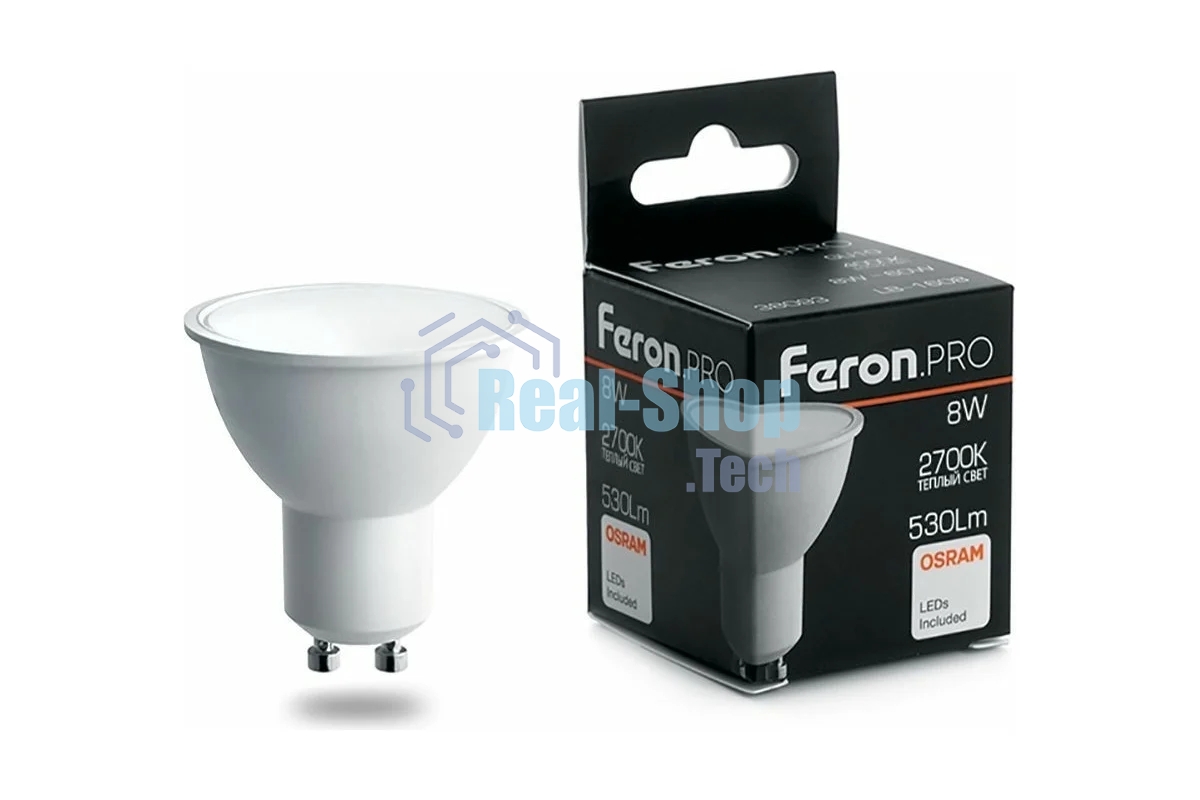 Лампа светодиодная Feron PRO LB-1608 GU10 8W 2700K