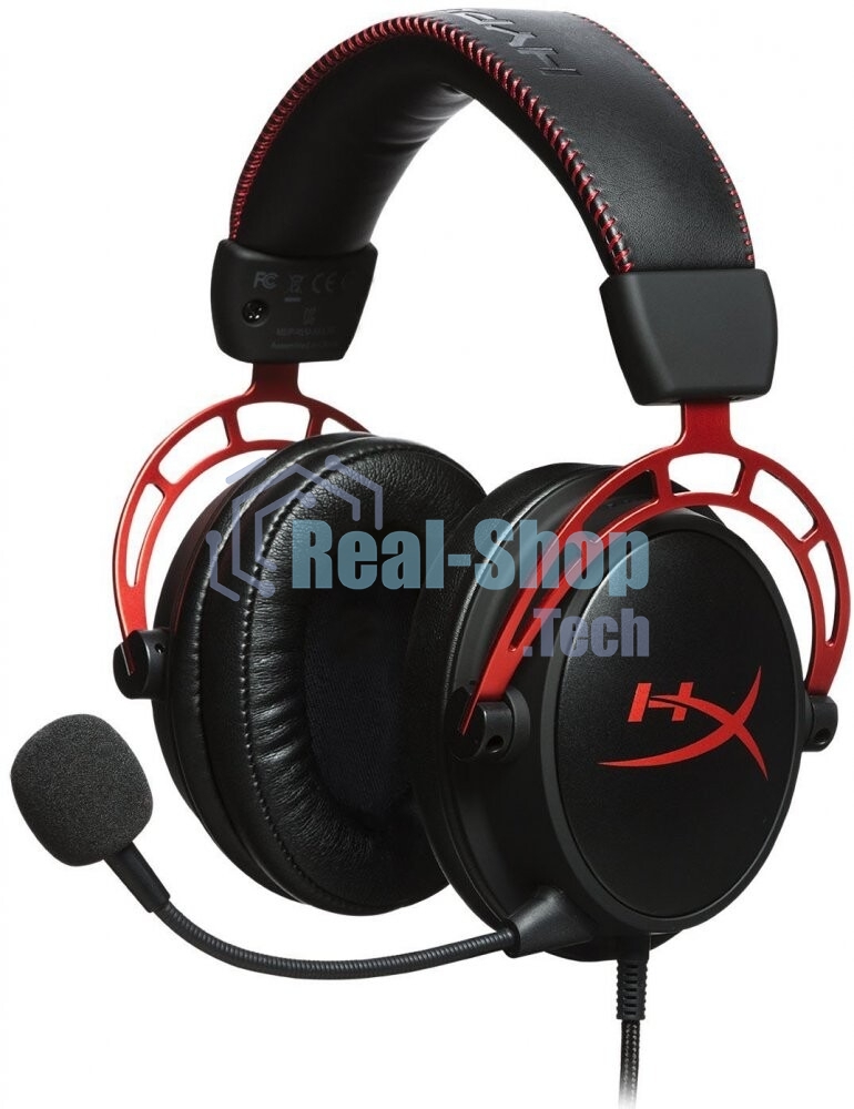 Гарнитура HyperX Cloud Alpha чёрный-красный, проводная, 2 x 3.5 мм, съёмный микрофон с шумоподавлением, регулятор громкости на кабеле