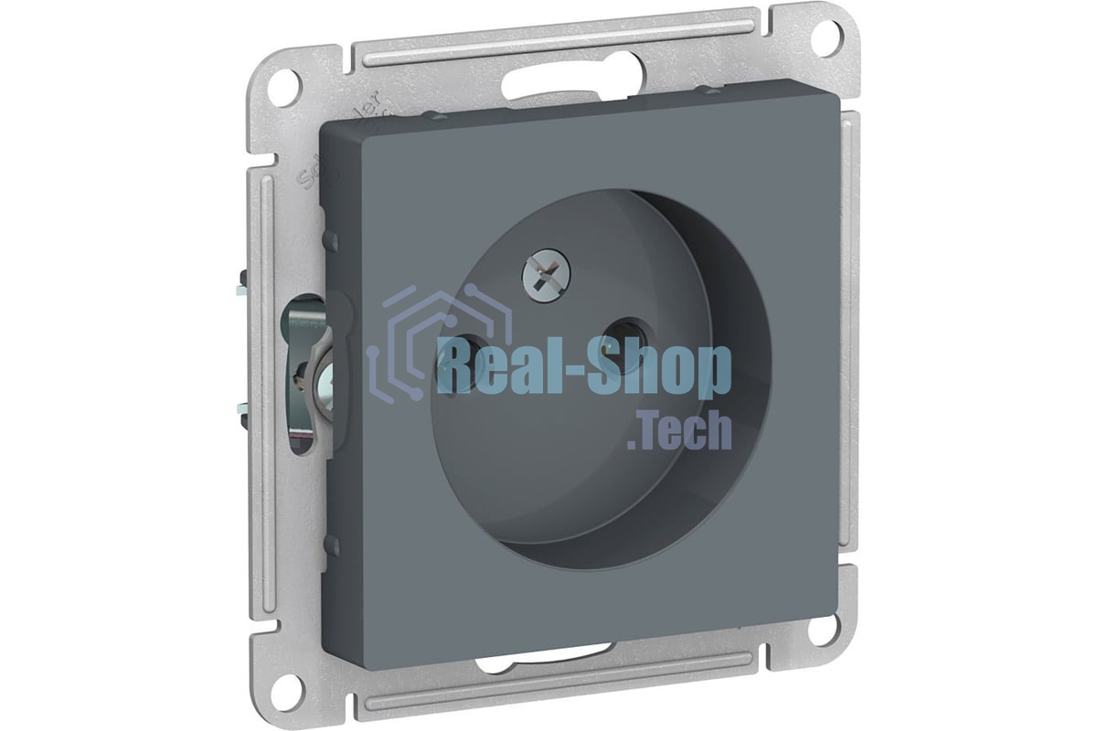 Механизм розетки 1-м СП AtlasDesign 16А IP20 без заземл. грифель