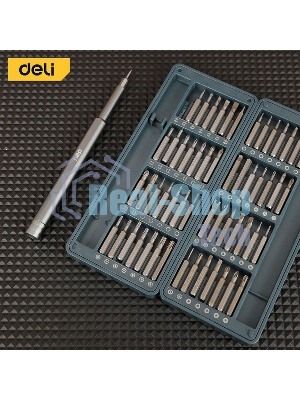 Набор прецизионных отверток Deli DL241057 (отвертка + 56 бит), сталь S2 + Cr-V