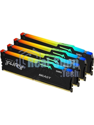 Оперативная память Kingston Fury Beast, DDR5, 64Gb (4x16GB), 5200MHz, CL40, DIMM, с радиаторами, RGB, черный