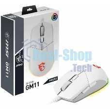 Мышь проводная MSI Clutch GM11 белый, 5000 dpi, USB, кнопки - 6