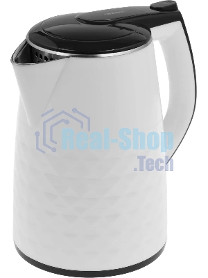 Чайник электрический Centek CT-0025 белый, металл 1.8 л, 2000 Вт, двойные стенки, кнопка вк л, на ручке