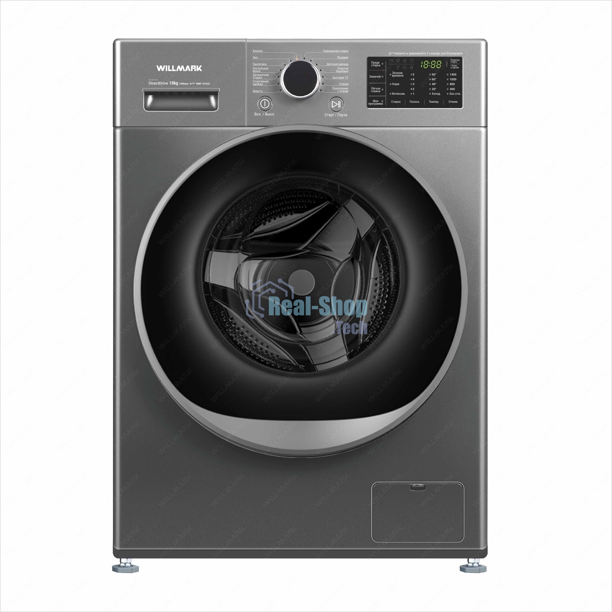 Стиральная машина Willmark WMF-1015LG графит, загрузка фронтальная 10кг, 1400 об/мин., класс: A+++