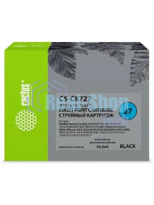 Картридж струйный Cactus CS-C8727 №27 черный (20 мл) для HP DeskJet 3320, 3420, 3520, 3535, 3550, 3645, 3650, 3740, 3840, 5150, OfficeJet 4211, 4251, 4311, 4352, 5600, 5610, PSC 1310, 1340, 1350