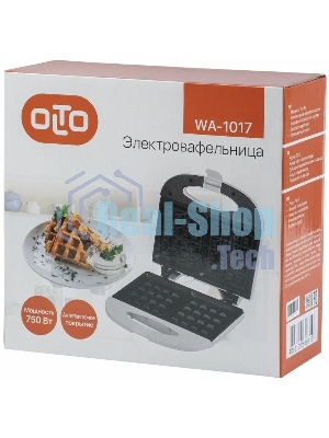 Вафельница OLTO WA-1017 750 Вт, антипригарное покрытие, защита от перегрева, белый