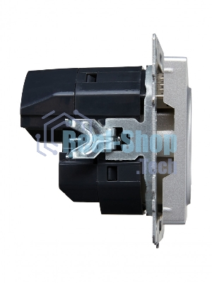 Розетка 1-местная IEK BRITE РЮш10-1-БрА (BR-R14-16-U21-D21-K47) с заземлением, с защитными шторками, 16А, с USB A+A 5В 2,1А, алюминий