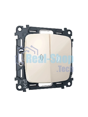 MO304055 Комплект механизма 2-кл выключателя с самовозвратом с подсветкой 5600K OMEGA Бежевый глянец QUANT (OP3040, VM129, G14W)