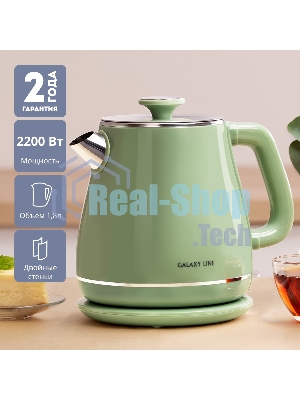 Чайник электрический Galaxy Line GL 0331, зеленый, пластик, двойная стенка из нержавеющей стали AISI 304 и пищевого пластика, 2200 Вт, 1.8 л, индикатор работы
