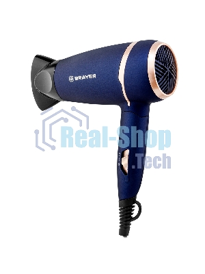 Фен BRAYER BR3025 синий/золотистый, 1400 Вт, компактный