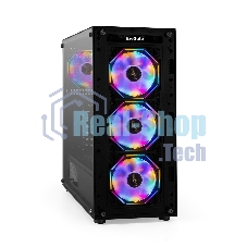 Компьютерный корпус Miditower ExeGate i3 BASE-NPX600 (ATX, БП 600NPX с вент. 12 см, с окном, 1*USB+1*USB 3.0, аудио, 4 вент. 12см с RGb подсветкой)