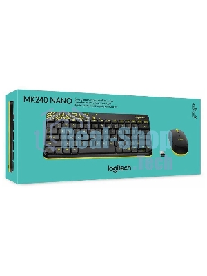 Комплект клавиатура+мышь Logitech MK240 Nano беспроводной, USB, 1000 DPI, чёрный