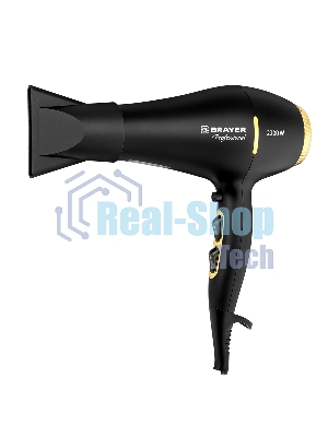 Фен BRAYER BR3010 черный/золотистый, 2200 Вт
