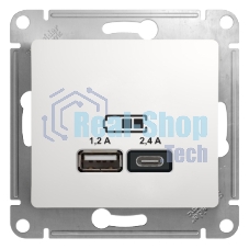 Розетка USB Schneider Electric Glossa GSL000139 скрыт. IP20 белый (упак.:1шт)