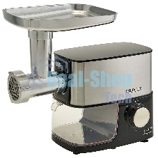 Мясорубка электрическая DELTA LUX DE-602MS черный, 3600 Вт, 2.5 кг/мин, реверс, защита от перегрузки, насадки - 6