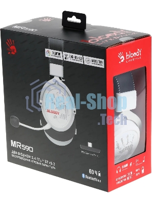 Гарнитура Bloody MR590 Sports Red белый/чёрный, беспроводная + проводная, Bluetooth, до 35 ч