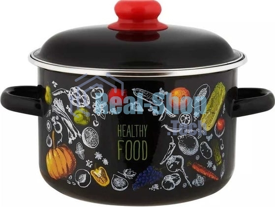 Кастрюля Appetite 1RD221М Healthy food с крышкой, эмалированная сталь 5,5 л