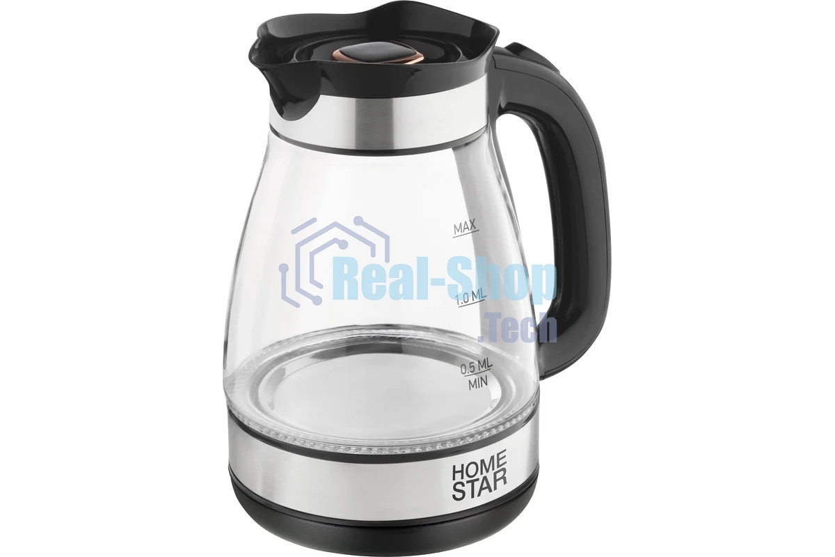 Чайник электрический Homestar HS-1044 1.8 л,стекло/пластик, черный