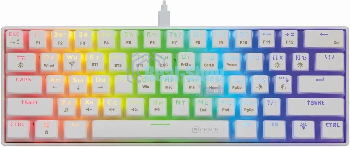 Клавиатура Oklick K763W гибридная, Bluetooth, радиоканал, белый