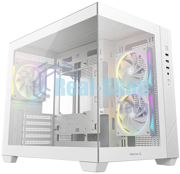 Компьютерный корпус Deepcool CG330 3F WH без БП, боковое окно (панорама), 3x120мм ARGB PWM вентилятора, белый, mATX (R-CG330-BKNGM3-G)