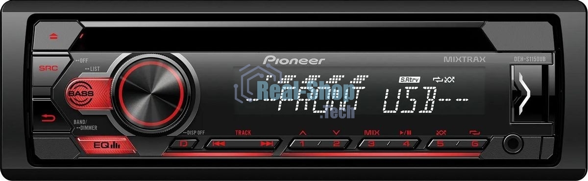 Автомагнитола Pioneer DEH-S1150UB, 1 DIN, CD, USB Type-A, AUX, пульт ДУ