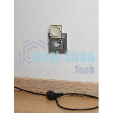 Розетка 1-местная IEK BRITE РСбш10-3-БрА (BR-R16-16-K47) с заземлением, с защитными шторками и крышкой, 16А IP20, алюминий
