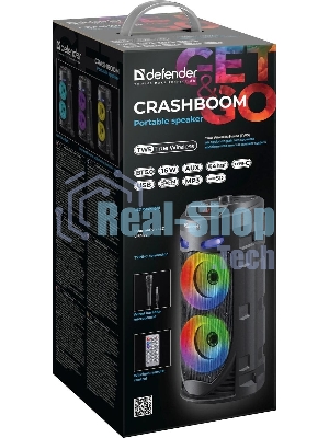 Портативная колонка Defender 16W черный CRASHBOOM