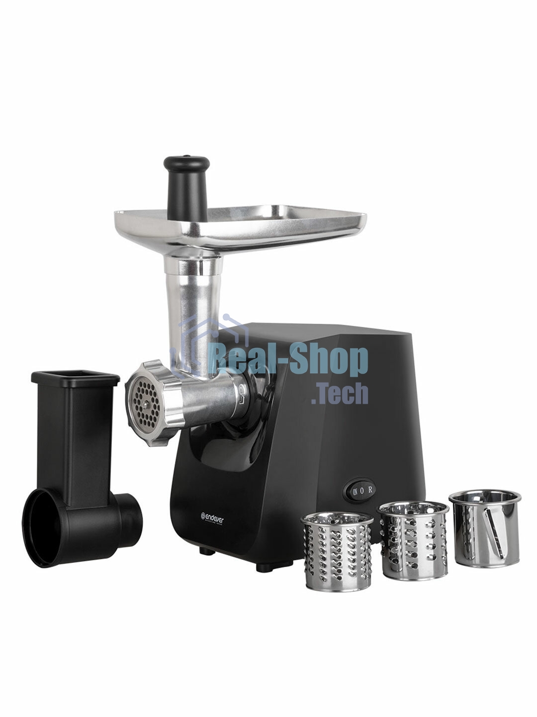 Мясорубка электрическая Endever Sigma-116 черный, 2600 Вт, 2.0 кг/мин, реверс, защита от перегрузки, металлический лоток, насадки - 5