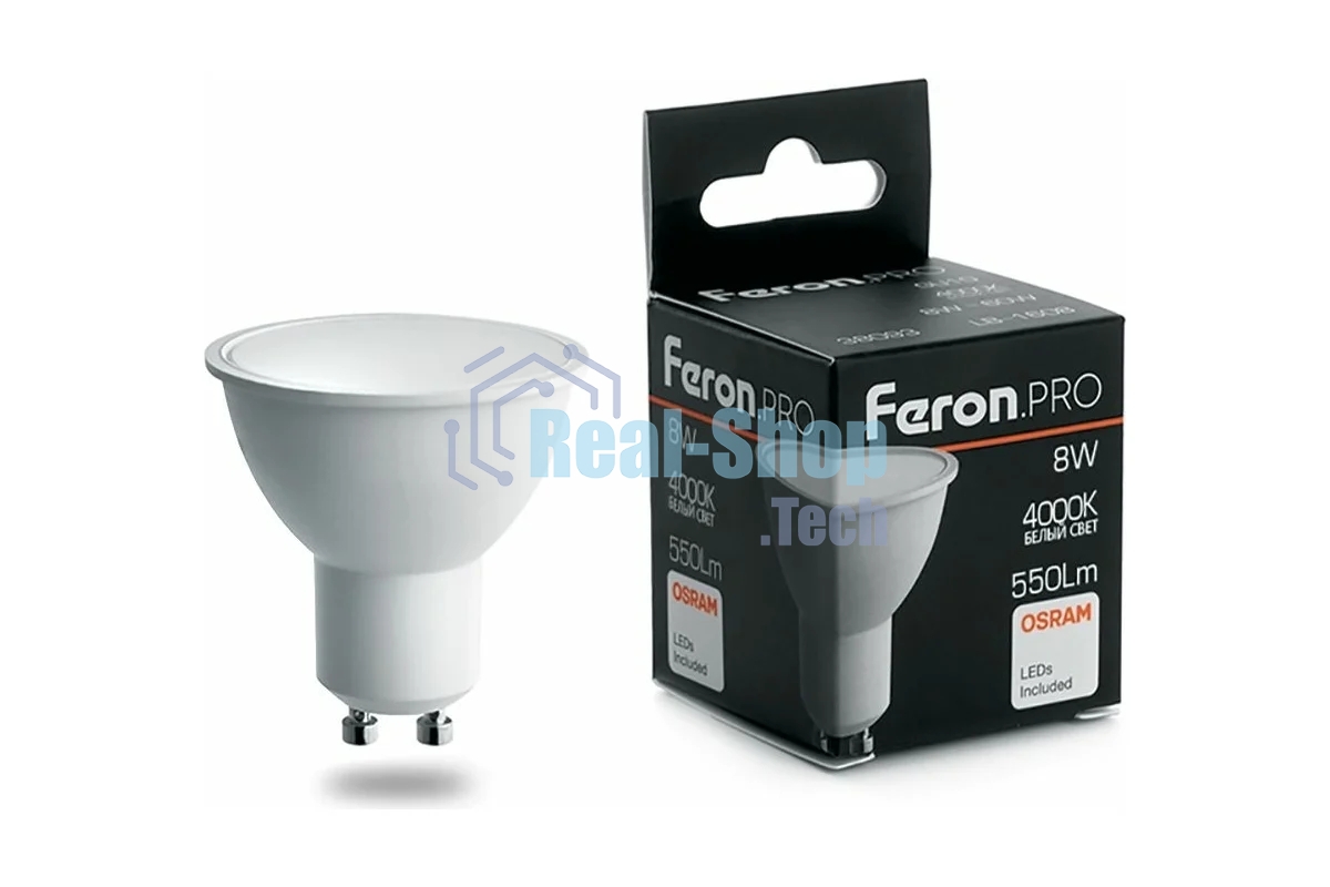 Лампа светодиодная Feron PRO LB-1608 8Вт 230В GU10 белый