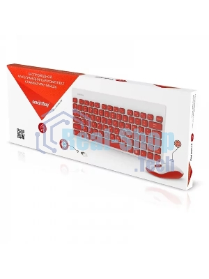Комплект клавиатура+мышь Smartbuy 220349AG беспроводной, USB, 1600 DPI, белый/красный