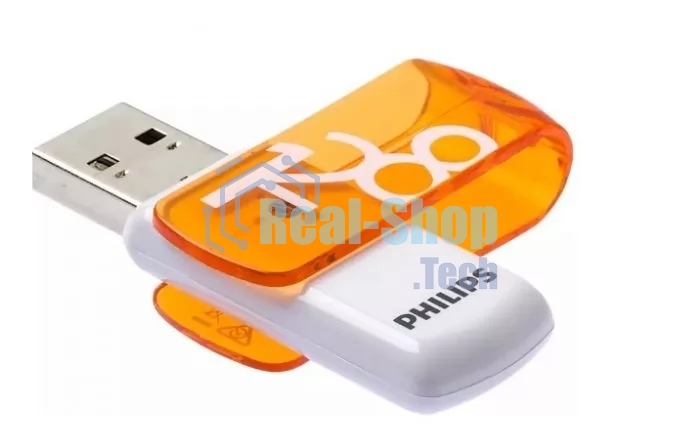 Флешка USB PHILIPS VIVID (FM12FD05B/97), 128Gb, USB 2.0, R/W 15/6, белый/желый