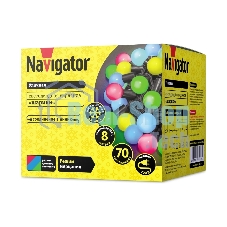 Гирлянда Navigator NGF-B02-70RGB-10-8m-230-BL-IP44