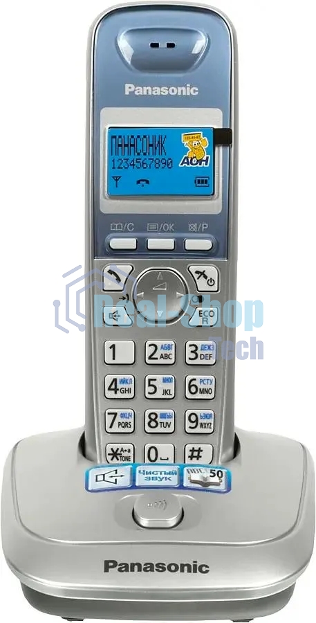 Телефон беспроводной (DECT) Panasonic KX-TG2511RUS (серебристый) АОН, Caller ID,спикерфон на трубке,переход в Эко режим одним нажатием