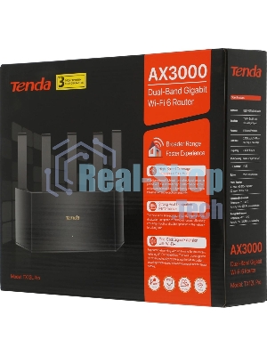 Двухдиапазонный Wi-Fi 6 роутер Tenda TX2L Pro AX1500, до 300 Мбит/с на 2,4 ГГц + до 1201 Мбит/с на 5 ГГц, LAN 3x1Gbит/с