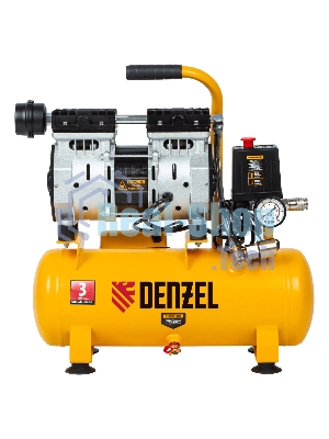 Компрессор Denzel DLS650/10 безмаслянный малошумный 650 Вт, 120 л/мин,ресивер 10 л