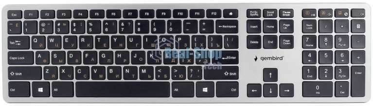 Клавиатура беспроводная Gembird KBW-3, USB, серебристый/черный