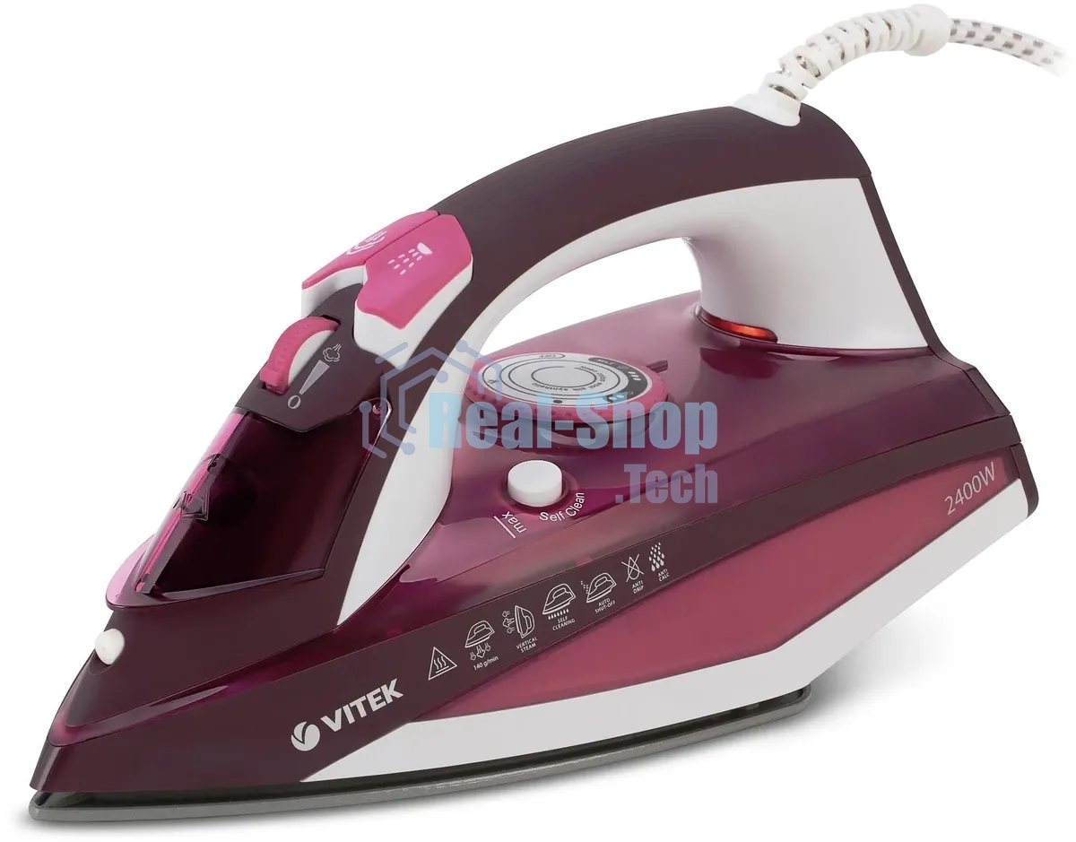 Утюг Vitek VT-1215 (PK) максимальная 2400 Вт.Подошва Ceramic Ultra Care.