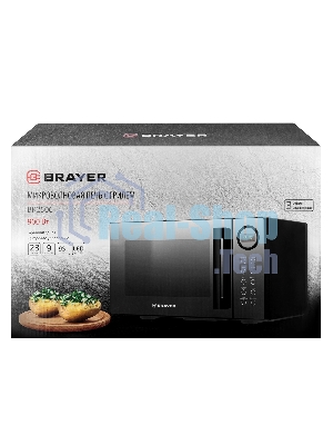 Микроволновая печь BRAYER BR2506 черный, 23 л, 900 Вт, переключатели - кнопки