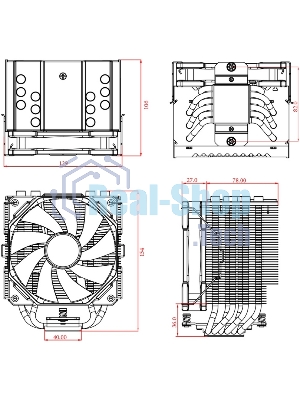 Кулер ID-COOLING SE-226-XT черный 120мм алюминий/медь 1800rpm 35db 4-pin 250W 154мм