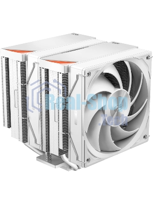 Кулер для процессора PCCooler RZ620 WH (260W, 4-pin PWM, 158мм, Al/Cu, 6x6мм, 2x120мм, 86.73CFM, 32dBA, 1800RPM, S: 1851/1700/1200/115X, AM5/AM4, белый)