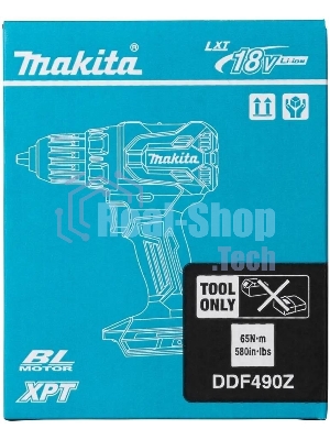 Дрель-шуруповерт Makita DDF490Z, 18 В, 0 Ач, 50 Нм, бесщеточный