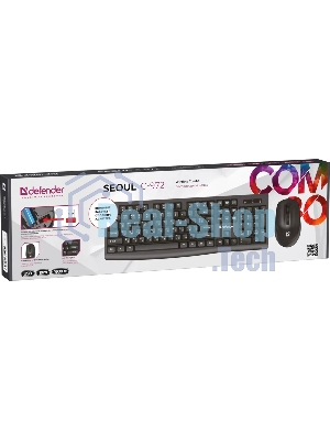 Комплект клавиатура+мышь Defender C-972 беспроводной, USB, 1600 DPI, черный
